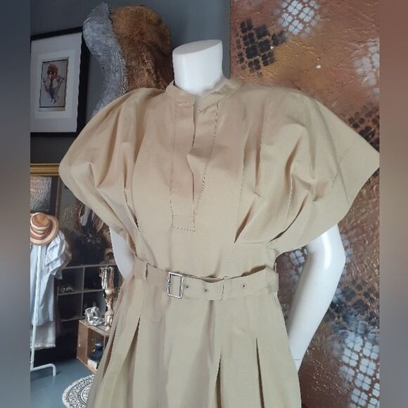 Zara Cotton Blend Elegant Tan Mini Dress - Picture 7 of 14